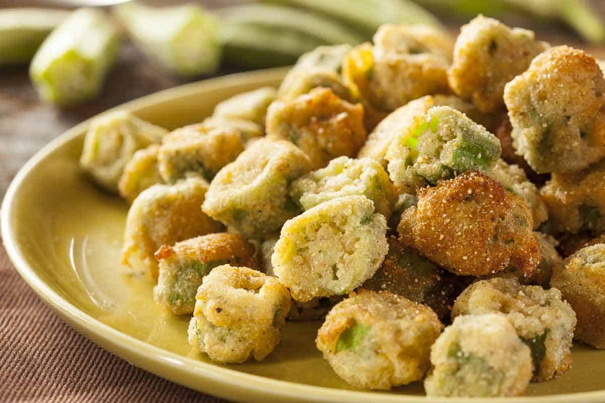 Fried okra on a plate.