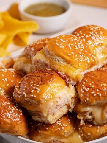 bowl of stacked turkey sliders