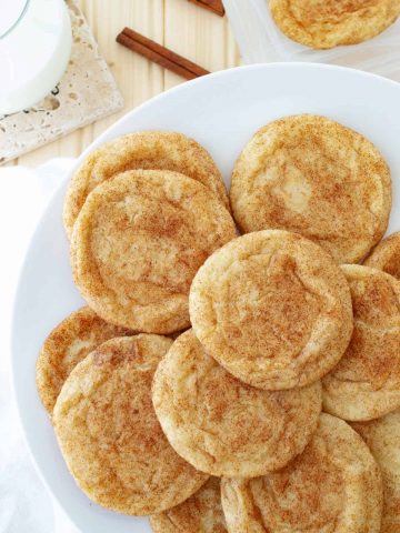 Plate of snickerdoodle cookies made without cream of tartar.