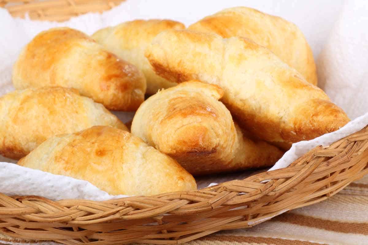 Basket of crescent rolls.