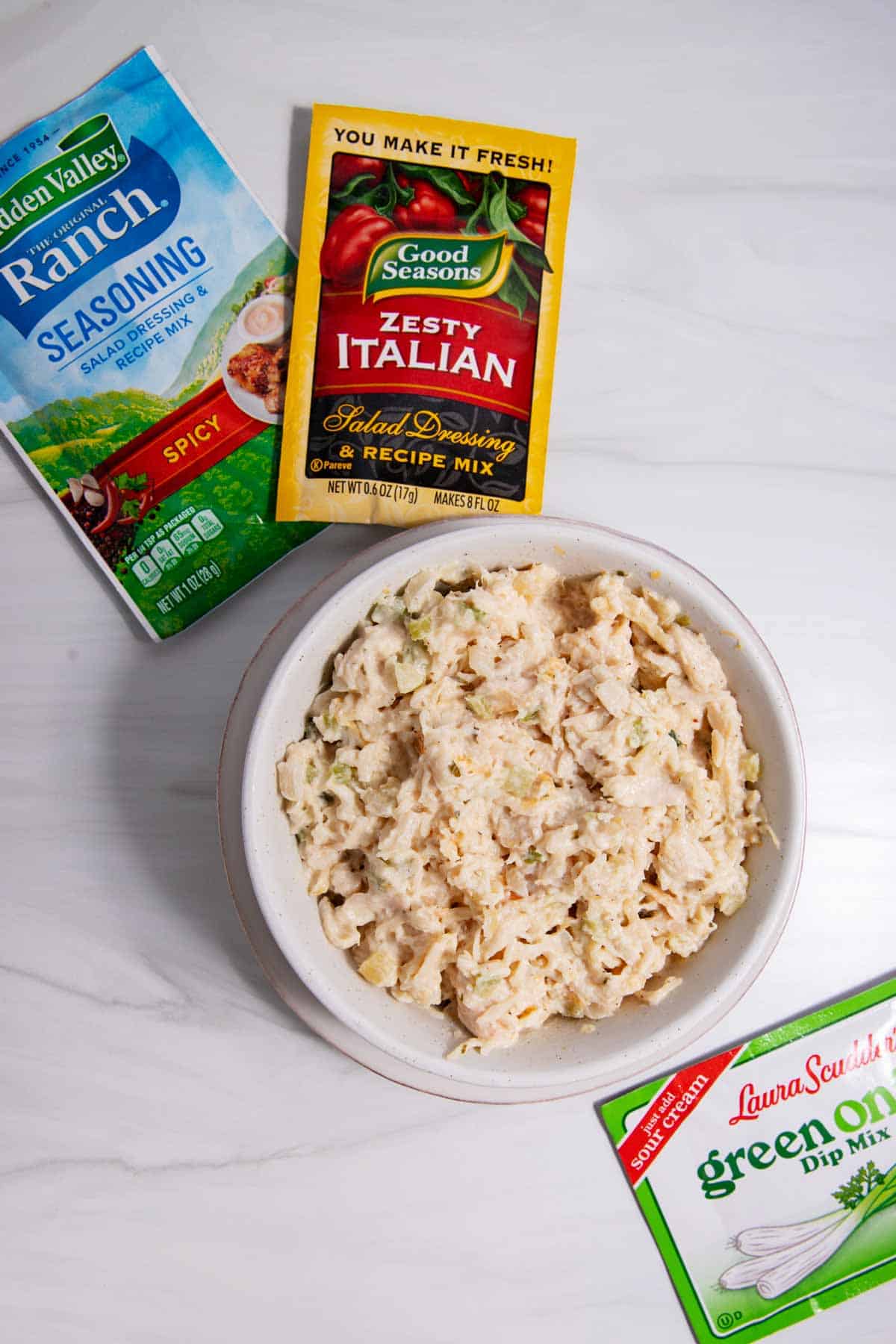 Seasoning mixes that add flavor to store-bought chicken salad.