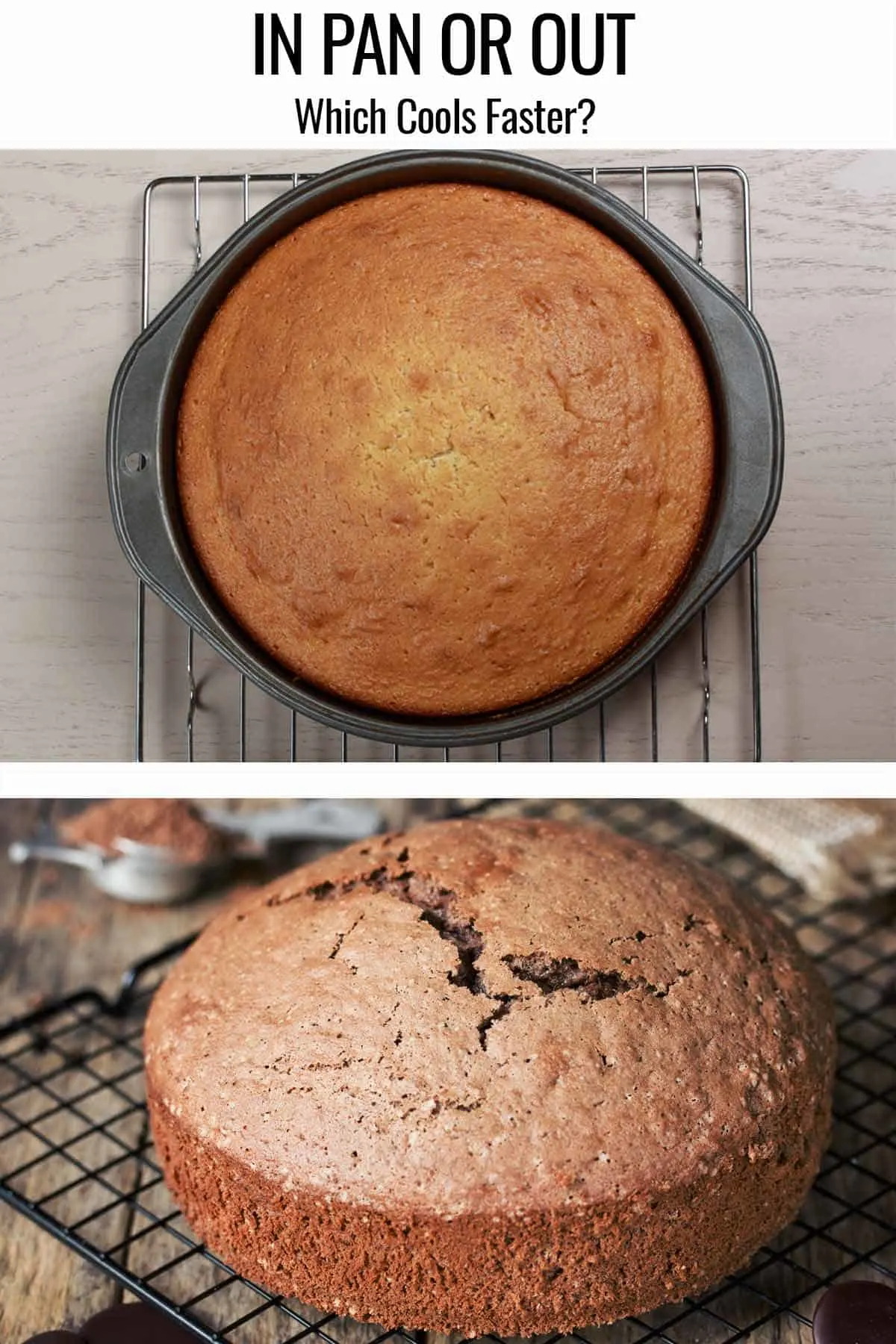 Cake in pan cooling and cake out of pan cooling.