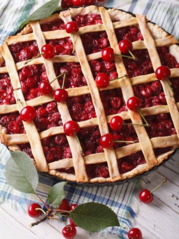 Cherry pie with the best pie crust for berry pie.