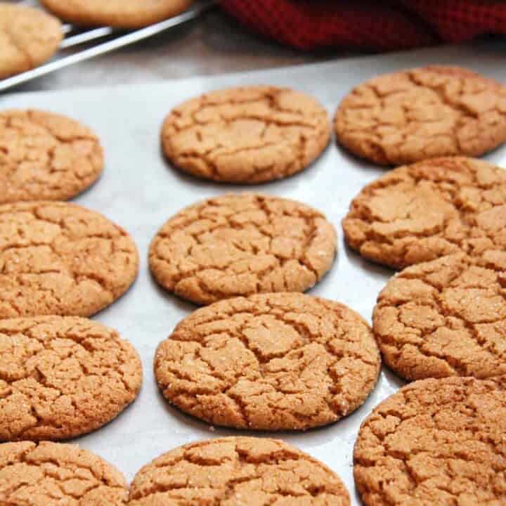 Baking sheet of ginger cookies.