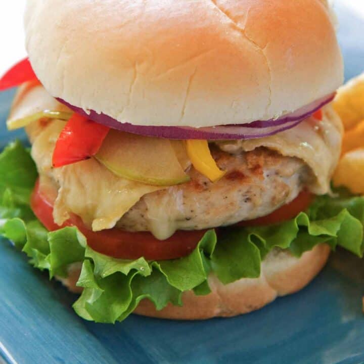 Turkey burger slider on a white slider bun.
