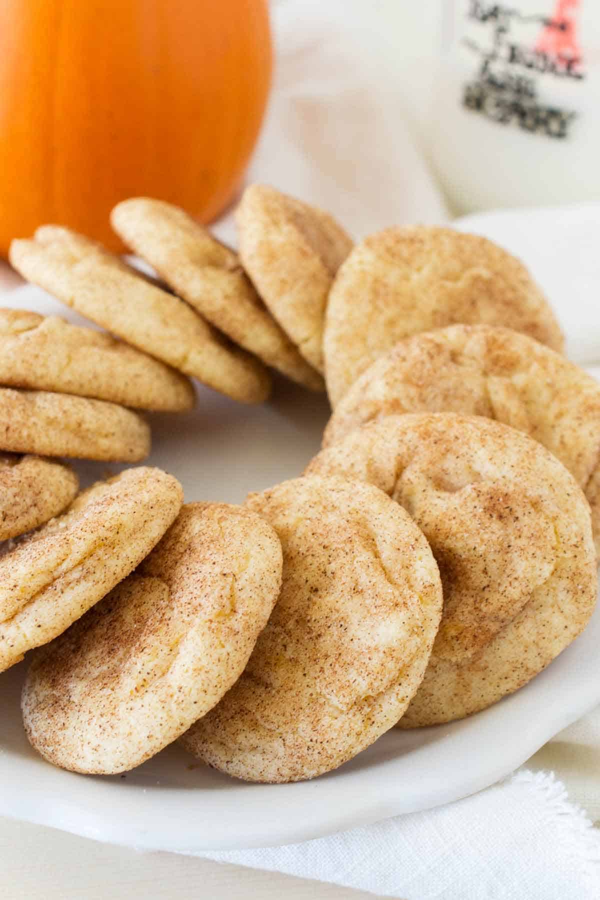 Plate of pumpkin snickerdoodle cookies.