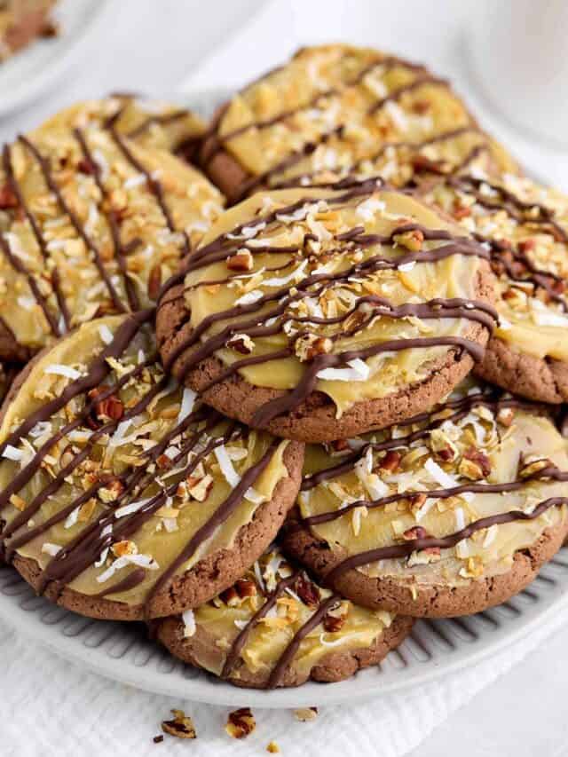 Easy German Chocolate Cake Mix Cookies - The Tasty Tip
